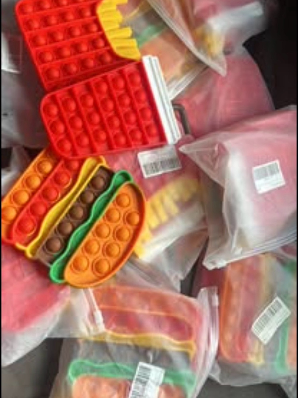 Colorful Silicone Pop It Fidget Toys - Red, Orange, Green, Brown